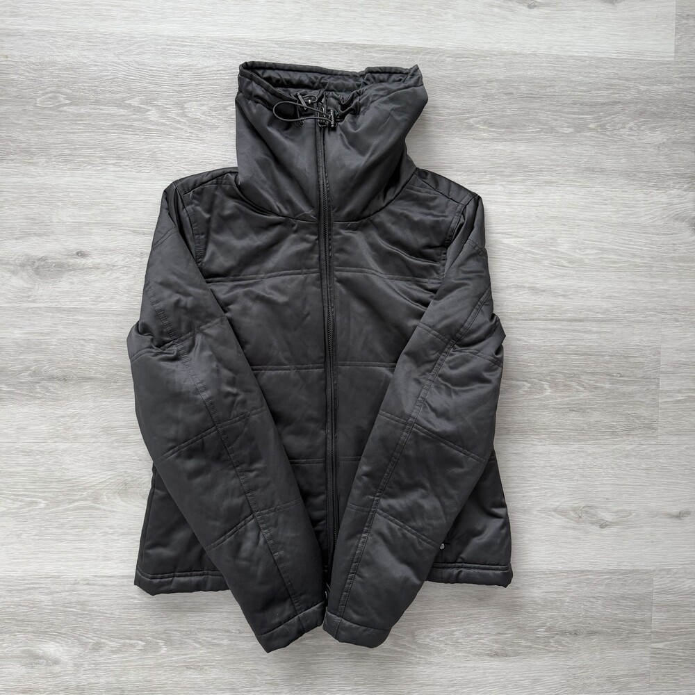 Lauren Ralph Lauren Jacket Funnel Neck Quilted Crest Logo Gray Women M Softshell